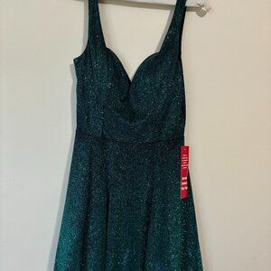 Simple sparkly teal cocktail dress